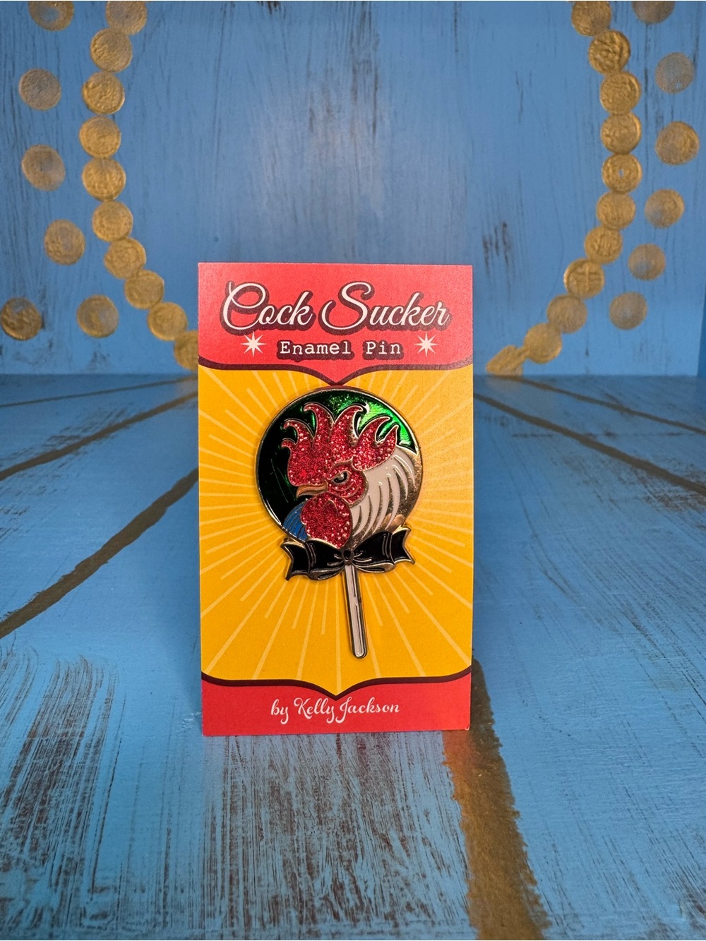 Cute Pun Sucker Enamel Pin by Kelly Jackson - NWT